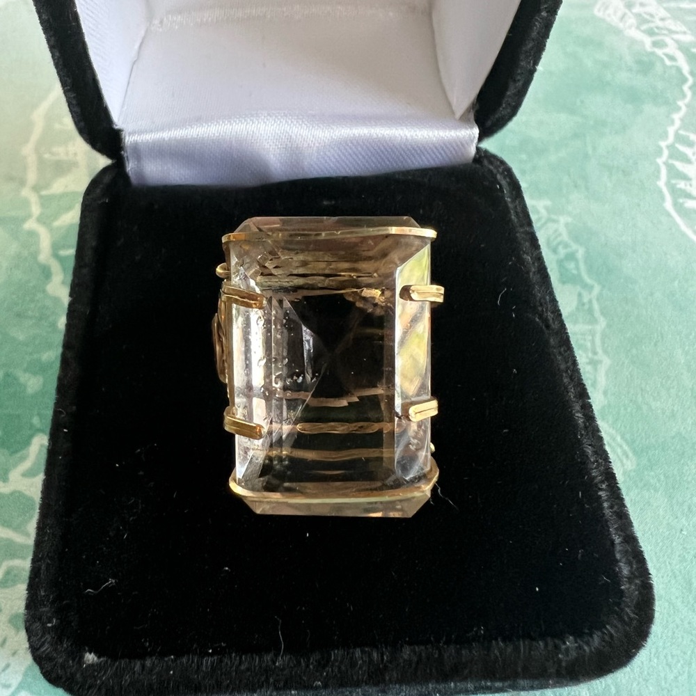 Gold wire wrapped smoky topaz ring size 5